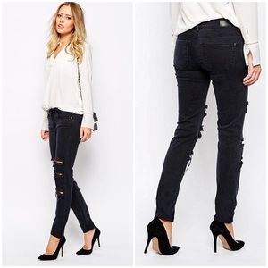 Supertrash Paradise Ripped Mid Gray Skinny Jeans